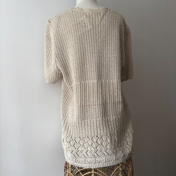 SALE Vintage Beige Cottage Crochet Cardigan - Picture 6 of 6